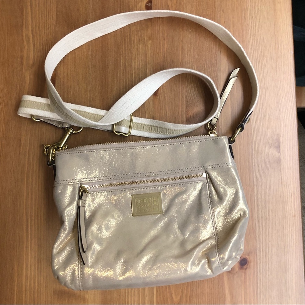 coach metallic poppy crossbody